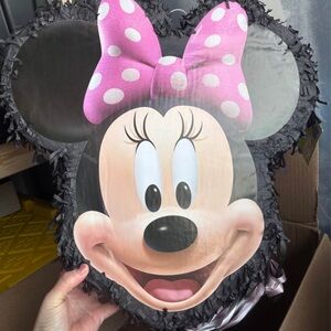 Party City Pink and Black Minnie Mouse Head Pinata